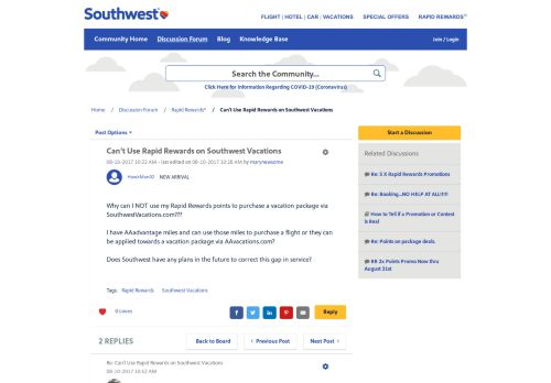 
                            13. Can't Use Rapid Rewards on Southwest Vacations - The Southwest ...