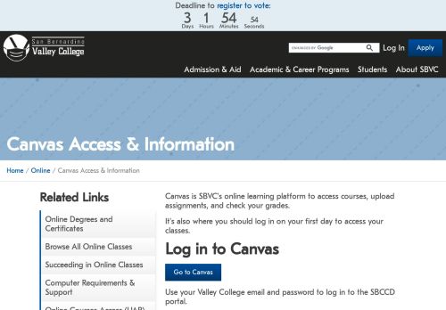 
                            2. Canvas Access & Information - San Bernardino Valley College