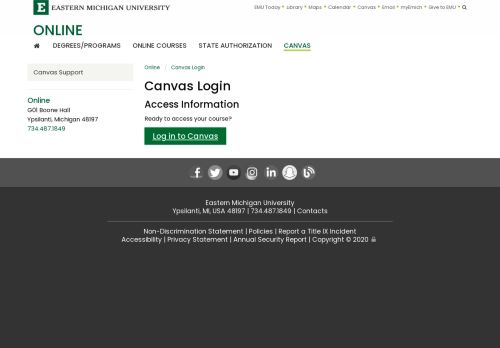 
                            2. Canvas Login - Online - Eastern Michigan University