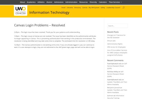 
                            8. Canvas Login Problems - Resolved - Information Technology ...