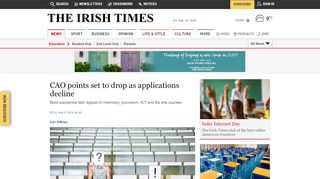 
                            6. CAO points set to drop as applications decline - The Irish Times