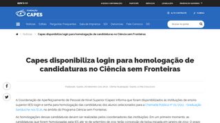 
                            9. Capes disponibiliza login para homologação de candidaturas no ...