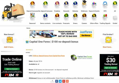 
                            3. Capital One Forex | $100 no-deposit bonus - Best Forex Bonus