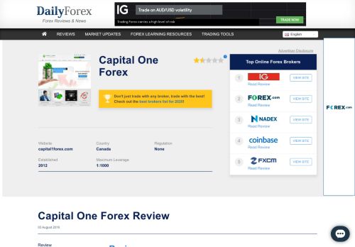 
                            5. Capital One Forex Review – Forex Brokers Reviews & Ratings ...