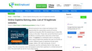 
                            13. Captcha Entry Jobs: List of 10 Legitimate Websites - WebEmployed