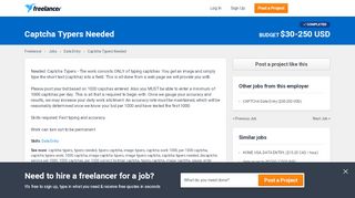 
                            4. Captcha Typers Needed | Data Entry - Freelancer