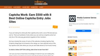 
                            5. Captcha Work: Earn $500 with 8 Best Online Captcha Entry Jobs Sites