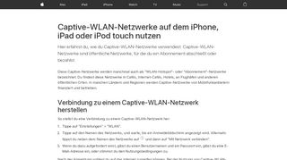 
                            1. Captive-WLAN-Netzwerke auf dem iPhone, iPad oder ... - Apple Support