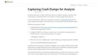 
                            2. Capturing Crash Dumps for Analysis – IEInternals - MSDN Blogs