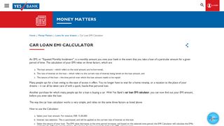 
                            4. Car Loan EMI Calculator - Yes Bank