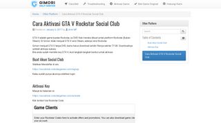 
                            5. Cara Aktivasi GTA V Rockstar Social Club - Gimori Help Center