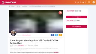 
                            4. Cara Ampuh Mendapatkan VIP Gratis di JOOX Setiap Hari - JalanTikus