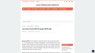 
                            2. Cara Auto Connect Wifi ID dengan MDVK.apk - Ilmu Serbaguna Website