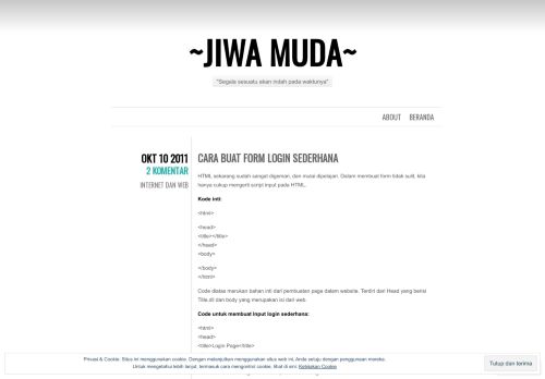 
                            1. Cara Buat Form Login Sederhana | ~Jiwa Muda~