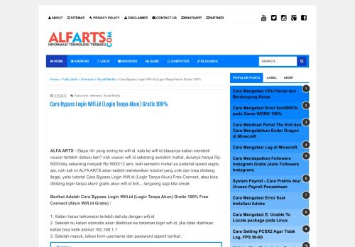 
                            2. Cara Bypass Login Wifi.id (Login Tanpa Akun) Gratis 100% | Alfa Arts