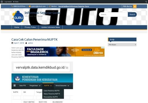 
                            8. Cara Cek Calon Penerima NUPTK - informasi Seputar Guru