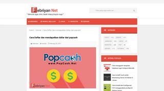 
                            8. Cara Daftar dan mendapatkan dollar dari popcash - Febriyan Net