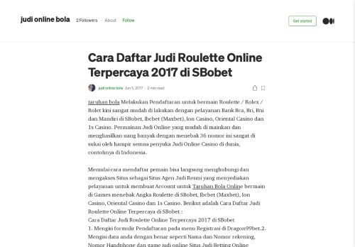
                            12. Cara Daftar Judi Roulette Online Terpercaya 2017 di SBobet - Medium
