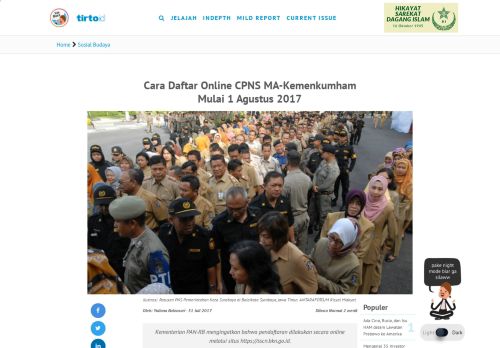 
                            2. Cara Daftar Online CPNS MA-Kemenkumham Mulai 1 Agustus 2017 ...