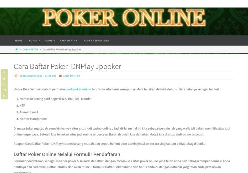 
                            12. Cara Daftar Poker IDNPlay Jppoker - Poker Online