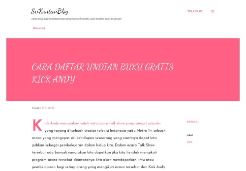 
                            2. CARA DAFTAR UNDIAN BUKU GRATIS KICK ANDY - SriKuntariBlog