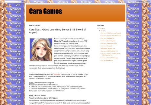 
                            7. Cara Games: Cara Soa : [Grand Launching Server S118 Sword of ...