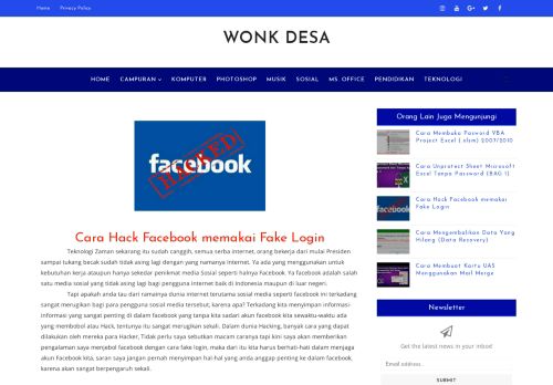 
                            8. Cara Hack Facebook memakai Fake Login - Wonk Desa