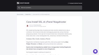 
                            11. Cara Install SSL di cPanel Niagahoster | Hostinger Help Center