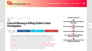 
                            10. Cara Isi Borang e-Filling Online Cukai Pendapatan LHDN