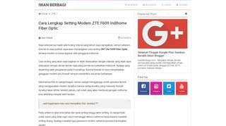 
                            3. Cara Lengkap Setting Modem ZTE F609 Indihome Fiber Optic - Iwan ...