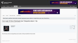 
                            11. Cara Login 20 Akun Bukalapak dan Tokopedia dalam 1 Hp | Indonesia ...