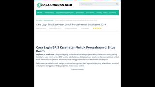 
                            11. Cara Login BPJS Kesehatan Untuk Perusahaan di Situs Resmi 2019 ...