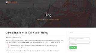 
                            2. Cara Login di Web Agen Eco Racing | Agenecoracing.id