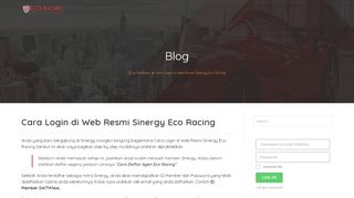
                            3. Cara Login di Web Resmi Sinergy Eco Racing | Agenecoracing.id