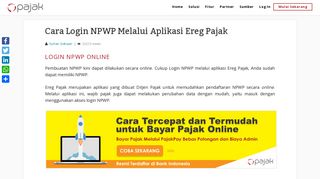 
                            2. Cara Login NPWP Melalui Aplikasi Ereg Pajak | OnlinePajak