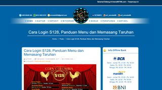 
                            11. Cara Login S128, Panduan Menu dan Memasang Taruhan - Arenabet88