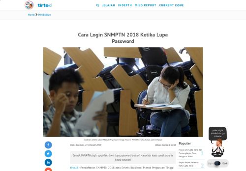 
                            5. Cara Login SNMPTN 2018 Ketika Lupa Password - Tirto.ID