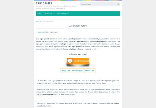 
                            6. Cara Login Yareel | Trik Games
