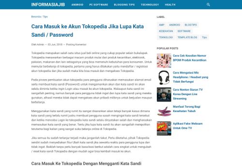 
                            8. Cara Masuk ke Akun Tokopedia Jika Lupa Kata Sandi / Password ...