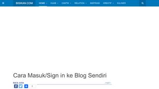 
                            11. Cara Masuk/Sign in ke Blog Sendiri