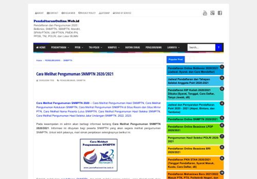 
                            4. Cara Melihat Pengumuman SNMPTN 2019/2020 | PendaftaranOnline ...