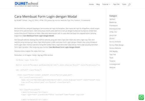 
                            2. Cara Membuat Form Login dengan Modal - Kursus Website Terbaik
