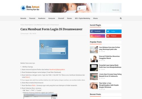 
                            3. Cara Membuat Form Login Di Dreamweaver | Bos Arman