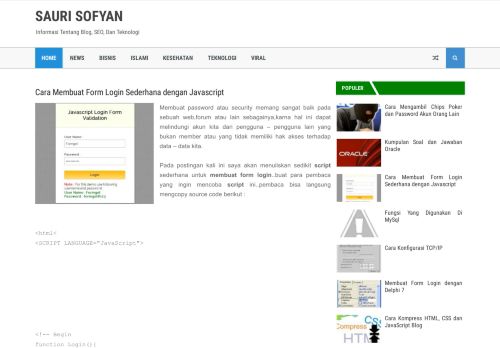 
                            4. Cara Membuat Form Login Sederhana dengan Javascript | Sauri Sofyan