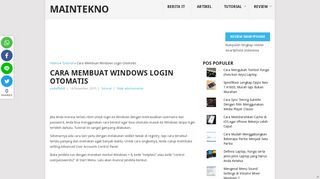 
                            6. Cara Membuat Windows Login Otomatis - MainTekno