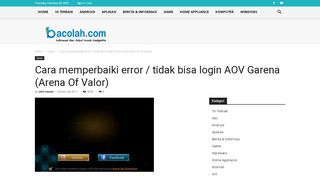 
                            12. Cara memperbaiki error / tidak bisa login AOV Garena (Arena Of Valor ...