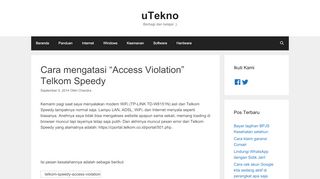 
                            11. Cara mengatasi “Access Violation” Telkom Speedy – uTekno