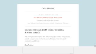 
                            5. Cara Mengatasi BBM keluar sendiri / Keluar masuk | Delta Themes