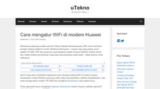 
                            10. Cara mengatur WiFi di modem Huawei – uTekno