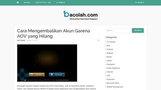 
                            9. Cara Mengembalikan Akun Garena AOV yang Hilang - Bacolah.com